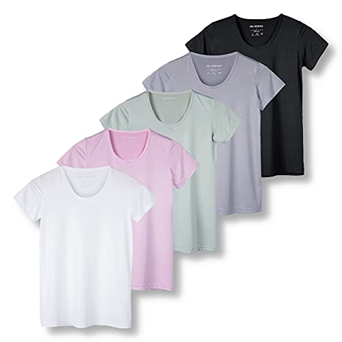 5er-Pack: schnelltrocknende Damen-T-Shirts, Dri-Fit, Activewear, Yoga, Workout, athletische Oberteile, Essentials, Kleidung, Laufen, Fitnessstudio, Zumba-Übung, kurzärmelig, Rundhalsausschnitt, von Real Essentials