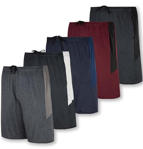 5er-Pack: Herren Dry-Fit schweißresistente Active Athletic Performance Shorts - - XX-Large von Real Essentials