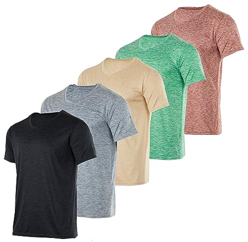 5er-Pack: Herren-T-Shirt mit V-Ausschnitt, Dry-Fit, feuchtigkeitsableitend, Active Athletic Tech Performance, 12 Stück, XL von Real Essentials