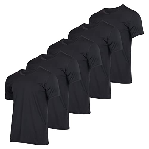 5er-Pack: Herren-T-Shirt mit V-Ausschnitt, Dry-Fit, feuchtigkeitsableitend, Active Athletic Tech Performance, 6 Stück, 3X-Groß von Real Essentials