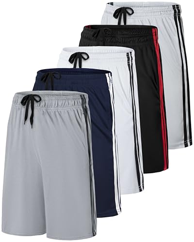 Real Essentials American Legend Herren-Shorts Active Athletic Performance, Shorts mit Taschen, 5er-Pack - Mehrfarbig - Mittel von Real Essentials