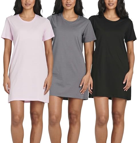 Real Essentials 3er-Pack: ultraweiches Damen-Nachthemd aus Baumwolle, kurzärmelig, Sleepshirt (erhältlich in Übergröße), 6 Stück, XX-Large von Real Essentials