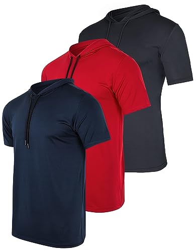 Real Essentials 3er Pack: Herren Dry Fit Kurzarm Active Athletic Hoodie Pullover Sweatshirt (erhältlich in Big & Tall), Set 8, XX-Large von Real Essentials
