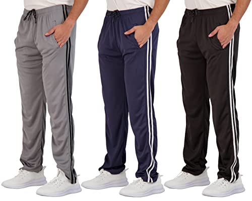 Real Essentials 3er-Pack: Herren-Jogginghose aus Netzstoff, für Fitnessstudio, Workout, Lounge, offene Unterseite, mit Taschen (erhältlich in Big & Tall), Set 5, Mittel von Real Essentials