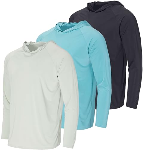 Real Essentials 3er Pack: Herren Rash Guard Hoodie Sweatshirt Sonnenschutz UPF Angelshirt (erhältlich in Big & Tall), Set 1, 4XL Große Größen von Real Essentials