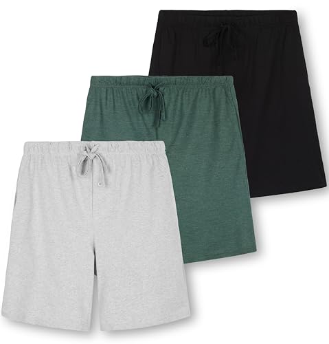 Real Essentials 3er-Pack: Herren-Schlafanzug, Baumwolle, ultraweich, gestrickt, Shorts und Lounge-Kleidung, Set C, 4X von Real Essentials