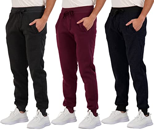 Real Essentials 3er-Pack: Herren Tech Fleece Active Athletic Casual Jogger Sweatpants mit Taschen - Grau - X-Groß von Real Essentials