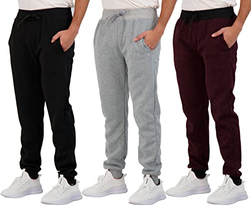 Real Essentials 3er-Pack: Herren Tech Fleece Active Athletic Casual Jogger Sweatpants mit Taschen - - Groß von Real Essentials