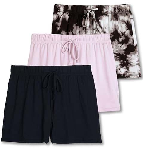 Real Essentials 3er-Pack: Ultraweiche, bequeme Stretch-Pyjama-Lounge-Shorts, elegante Nachtwäsche (erhältlich in Übergröße), Set H, Mittel von Real Essentials