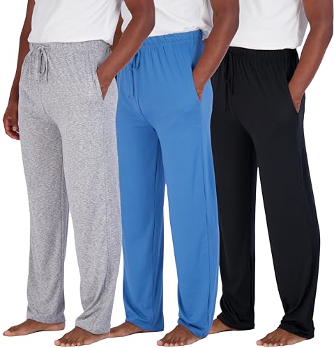 Real Essentials 3er-Pack: Weiche Pyjama-Loungehose für Herren mit Kordelzug und Taschen, 4-Wege-Stretch und feuchtigkeitsableitend, Größe S - 5XL, Set 4, XXL von Real Essentials
