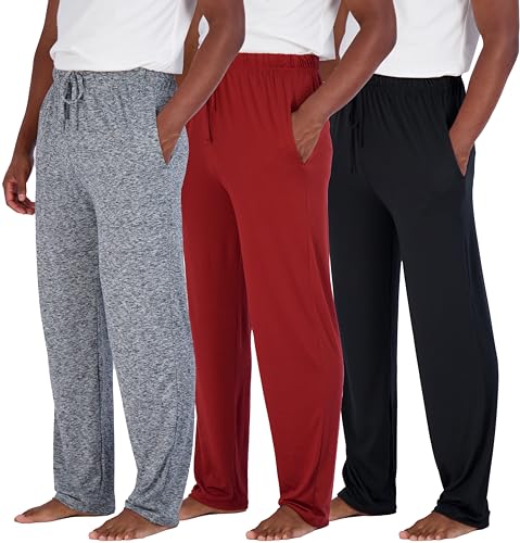 Real Essentials 3er-Pack: Weiche Pyjama-Loungehose für Herren mit Kordelzug und Taschen, 4-Wege-Stretch und feuchtigkeitsableitend, groß und groß (S-5XL), 6 Stück, X-Large von Real Essentials