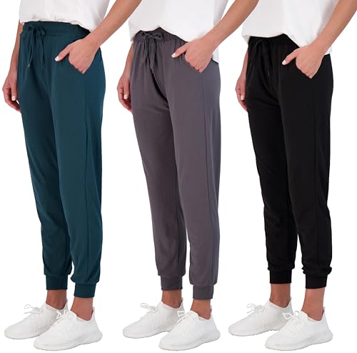 Real Essentials 3er-Pack: ultraweiche Damen-Jogginghose, athletische Yogahose mit Taschen (erhältlich in Übergröße), Set 9, XX-Large von Real Essentials