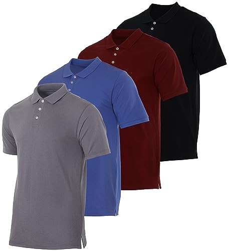 Real Essentials 3er- und 4er-Pack: Herren-Poloshirt aus Baumwoll-Piqué, kurzärmelig, Performance-Polo (erhältlich in Groß und Groß), Set 10, XL von Real Essentials