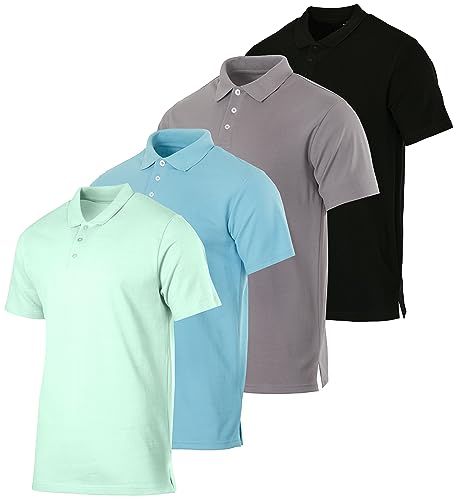 Real Essentials 3er- und 4er-Pack: Herren-Poloshirt aus Baumwoll-Piqué, kurzärmelig, Performance-Polo (erhältlich in Groß und Groß), Set 2, L von Real Essentials