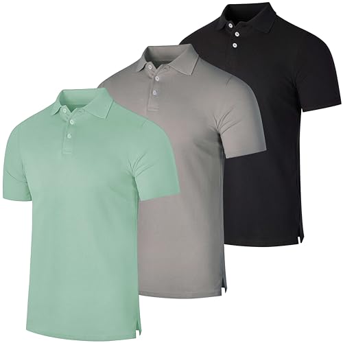 Real Essentials 3er & 4er Pack: Herren-Poloshirt aus Baumwoll-Piqué, kurzärmelig, Performance-Poloshirt (erhältlich in Big & Tall), Set B, 3X-Groß von Real Essentials
