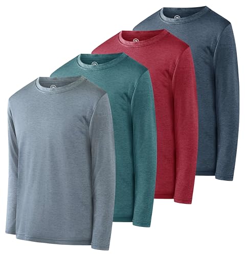 Real Essentials 4er Pack Jungen Jugend Dry-Fit Feuchtigkeitstransport Active Athletic Performance Langarm T-Shirt, Set 2, M von Real Essentials