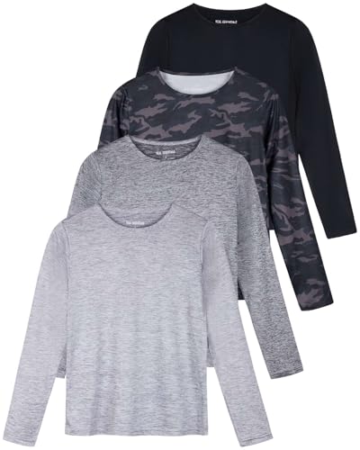 Real Essentials 4er-Pack: Damen Dry-Fit Tech Stretch Langarm Athletic Workout T-Shirt (erhältlich in Übergröße), Set 5, X-Large von Real Essentials