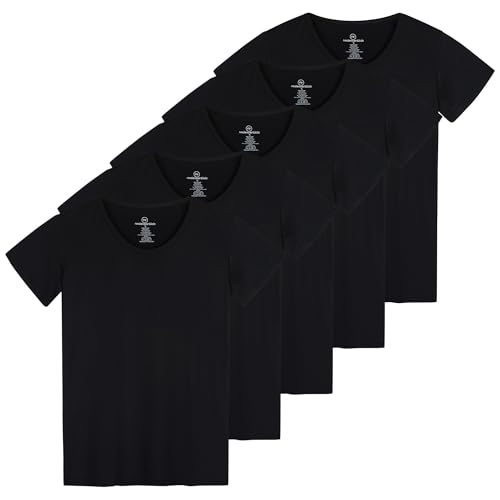 Real Essentials 5er-Pack: Damen Dry Fit Tech Stretch Kurzarm Rundhals Athletic T-Shirt (erhältlich in Übergröße), Set 5, Groß von Real Essentials