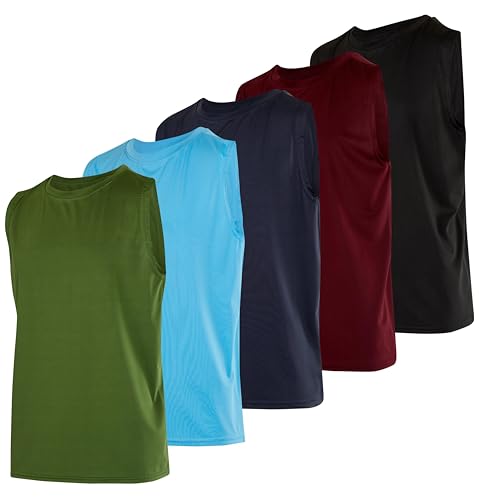 Real Essentials 5er Pack: Dry-Fit Active Athletic Performance Tanktop für Jungen, Set 5, L von Real Essentials