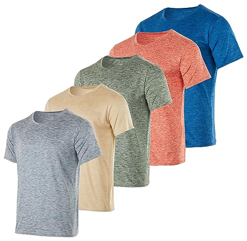 Real Essentials 5er-Pack: Herren-T-Shirt, kurzärmelig, mit Rundhalsausschnitt, sportlich, Laufen, Fitnessstudio, Workout, Set 16, 3X-Groß von Real Essentials