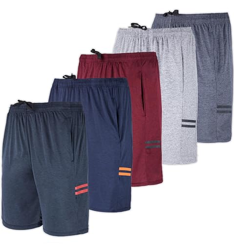 Real Essentials 5er-Pack: Herren Dry-Fit schweißresistente Active Athletic Performance Shorts, Satz F, XL von Real Essentials