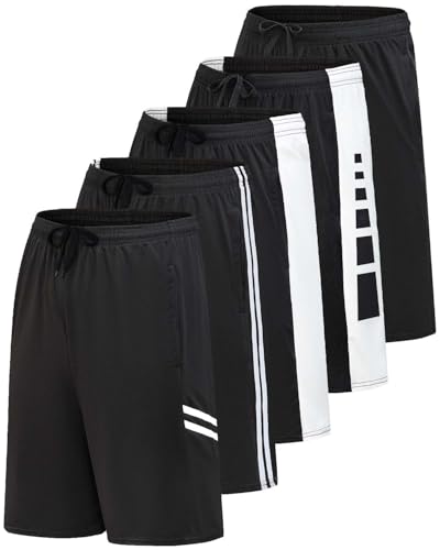 Real Essentials 5er-Pack: Herren Dry-Fit schweißresistente Active Athletic Performance Shorts, Set l, XL von Real Essentials