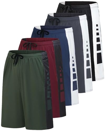Real Essentials 5er-Pack: Herren Dry-Fit schweißresistente Active Athletic Performance Shorts, Set m, M von Real Essentials