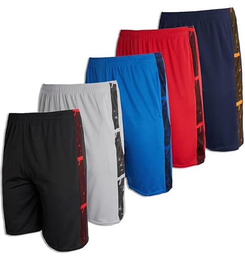 Real Essentials 5er-Pack: Herren Mesh Athletic Performance Gym Shorts mit Taschen (S-3X), D festlegen, 3X-Groß von Real Essentials