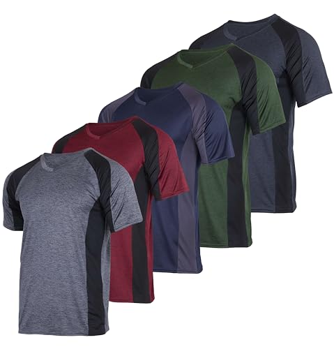Real Essentials 5er-Pack: Herren-T-Shirt, V-Ausschnitt, Dry-Fit, feuchtigkeitsableitend, Active Athletic Tech Performance, Set 7, 3X-Groß von Real Essentials