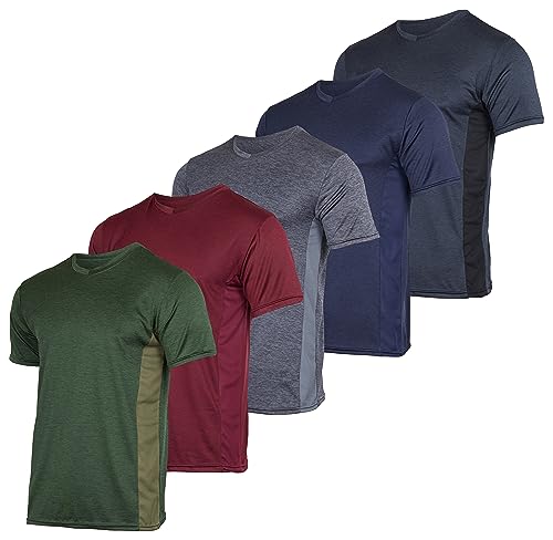 Real Essentials 5er-Pack: Herren-T-Shirt, V-Ausschnitt, Dry-Fit, feuchtigkeitsableitend, Active Athletic Tech Performance T-Shirt, Set 11, X-Large von Real Essentials