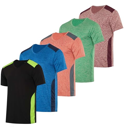 Real Essentials 5er-Pack: Herren-T-Shirt, V-Ausschnitt, Dry-Fit, feuchtigkeitsableitend, Active Athletic Tech Performance, Set 14, 3X-Groß von Real Essentials
