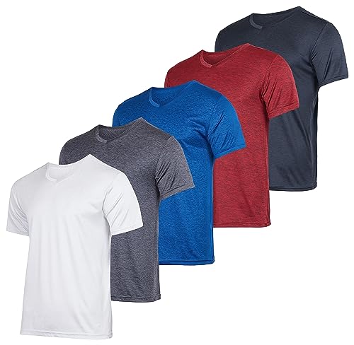 Real Essentials 5er-Pack: Herren-T-Shirt, V-Ausschnitt, Dry-Fit, feuchtigkeitsableitend, Active Athletic Tech Performance T-Shirt, Set 2, 3X-Groß von Real Essentials