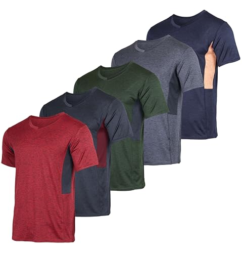 Real Essentials 5er-Pack: Herren-T-Shirt, V-Ausschnitt, Dry-Fit, feuchtigkeitsableitend, Active Athletic Tech Performance, Set 4, 3X-Groß von Real Essentials