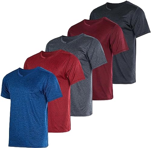 Real Essentials 5er-Pack: Herren-T-Shirt, V-Ausschnitt, Dry-Fit, feuchtigkeitsableitend, Active Athletic Tech Performance T-Shirt, Set 9, XX-Large von Real Essentials