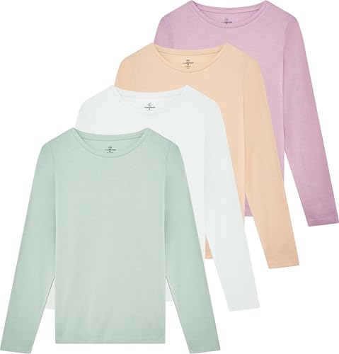 Real Essentials Damen Baumwolle Rundhalsausschnitt LS (erhältlich in Übergröße), Set 1, XX-Large von Real Essentials