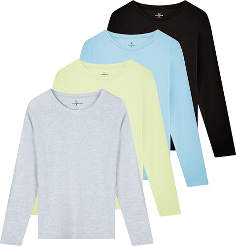 Real Essentials Damen Baumwolle Rundhalsausschnitt LS (erhältlich in Übergröße), Set 3, XX-Large von Real Essentials