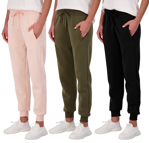 Real Essentials 3er-Pack: Damen-Jogginghose, lockere Passform, Fleece, Freizeithose (erhältlich in Übergröße), Set 5, XXL von Real Essentials