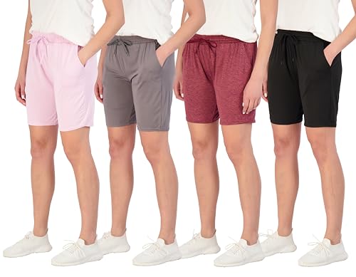 Real Essentials Damen Laufshorts Dry-Fit Athletic 17,8 cm lange Bermuda mit hoher Taille (erhältlich in Übergröße), Set 11, 1X von Real Essentials