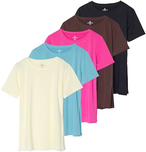 Real Essentials Damen Split Hem Relaxed Fit SS Rundhalsausschnitt, Set 3, XX-Large von Real Essentials