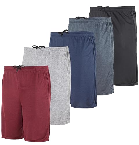 Real Essentials Herren Active Athletic Performance Shorts mit Taschen, 5er-Pack - mehrfarbig - Groß von Real Essentials