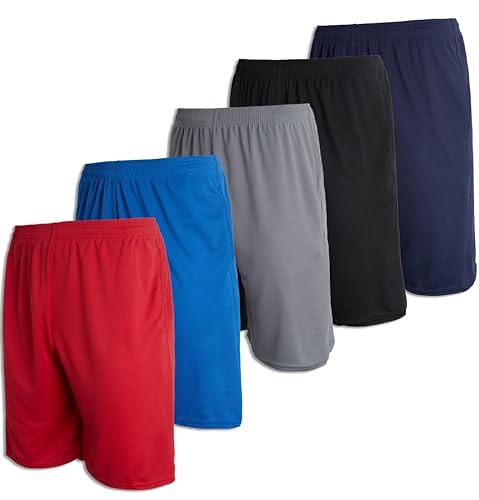 Real Essentials Herren Active Athletic Performance Shorts mit Taschen, 5er-Pack - mehrfarbig - XXX-Large von Real Essentials