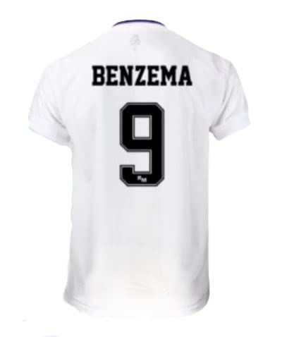 Real Madrid T-Shirt Benzema 9 Erste Trikot Saison 2022/2023 - Erwachsene - Offizielle lizenzierte Replik, Blanco, L von Real Madrid