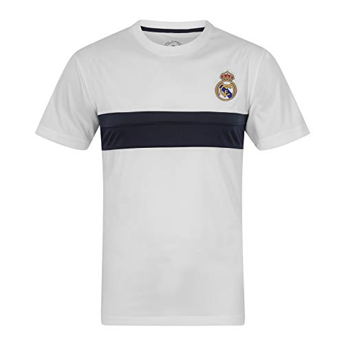 Real Madrid - Herren Trainingstrikot aus Polyester - Offizielles Merchandise - Weiß mit schwarzem Streifen - XL Real Madrid - Herren Trainingstrikot aus Polyester - Offizielles Merchandise - Weiß mit schwarzem Streifen - XL von Real Madrid