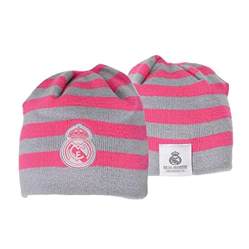 Real Madrid Unisex Mütze gestreift Damen Erwachsene, rosa und grau, M von Real Madrid