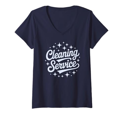 Damen Lustiger Reinigungsservice Housekeeping Ninja Clean Dust Team T-Shirt mit V-Ausschnitt Damen Lustiger Reinigungsservice Housekeeping Ninja Clean Dust Team T-Shirt mit V-Ausschnitt von Real Men Love Shine Pet Owner Sweep Meme