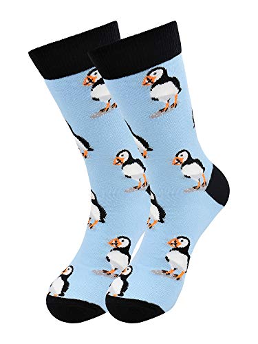 Real Sic Lässige Designer-Socken für Damen und Herren – Serie Exotic Animal – atmungsaktive und leichte Baumwolle, Puffin, Small von Real Sic