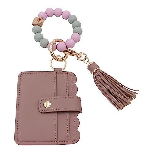 Real Sic Wristlet Armband Schlüsselanhänger Geldbörse Silikon Perle Kreditkartenhalter Multifunktional Trendy Kartenetui und Schlüsselanhänger Zubehör, Taupe, Armband Schlüsselanhänger Geldbörse mit von Real Sic