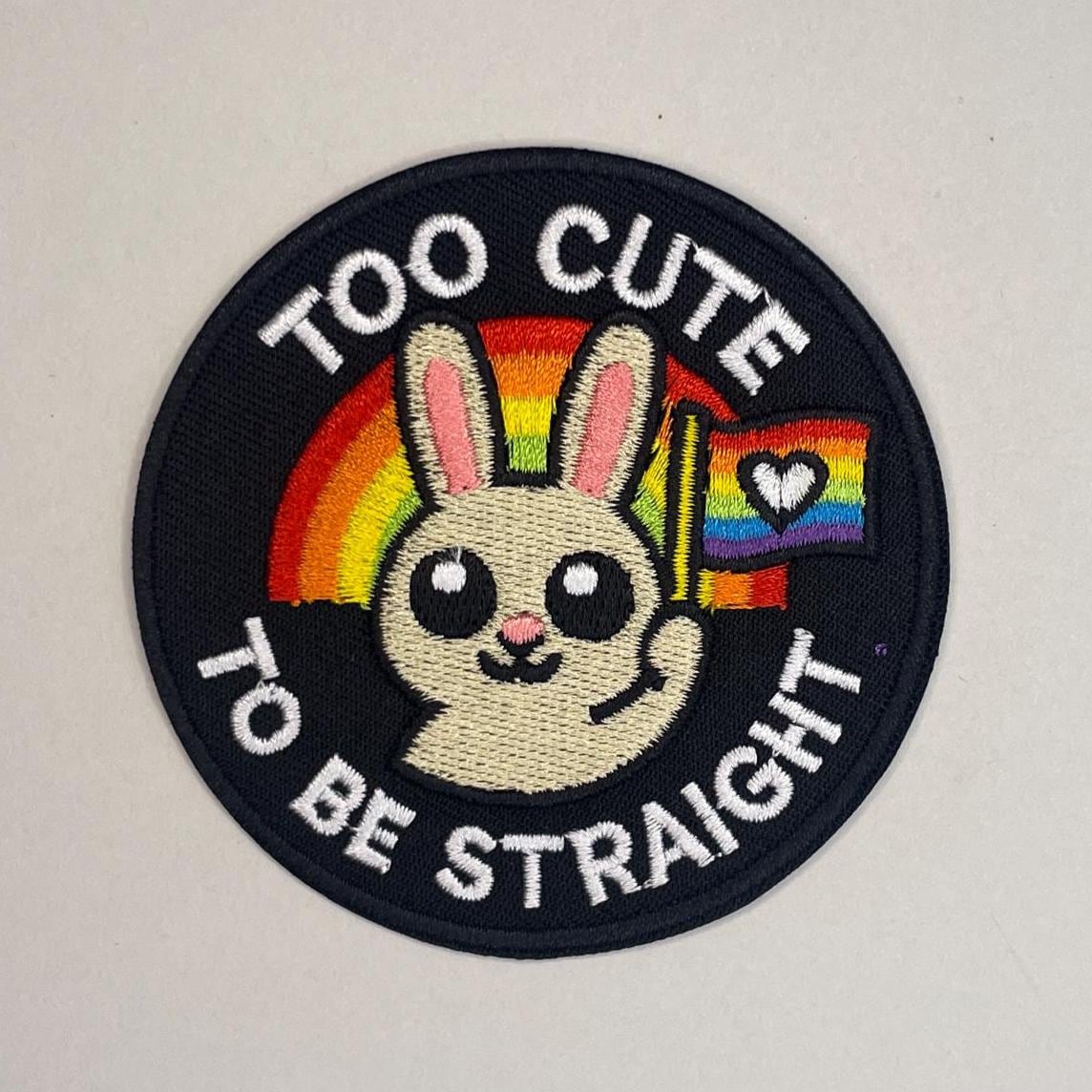 Cute Pride Bunny Patch, Queer Empowerment Design, Anti-Right Wing Statement, Lgbtq Support, Kawaii Protest Art, Political Irony von RealFakeberlin