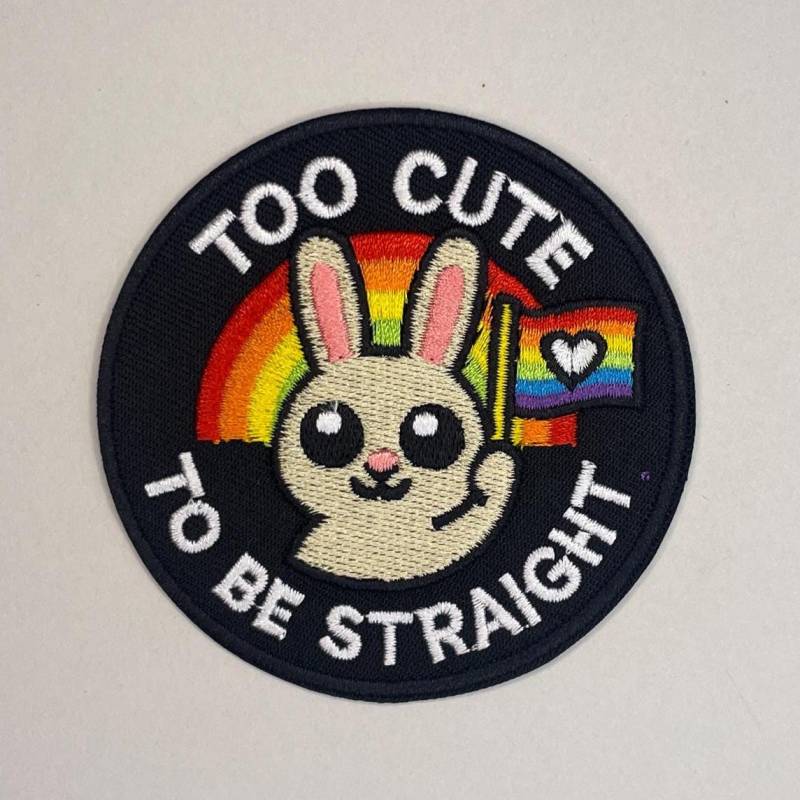 Cute Pride Bunny Patch, Queer Empowerment Design, Anti-Right Wing Statement, Lgbtq Support, Kawaii Protest Art, Political Irony von RealFakeberlin