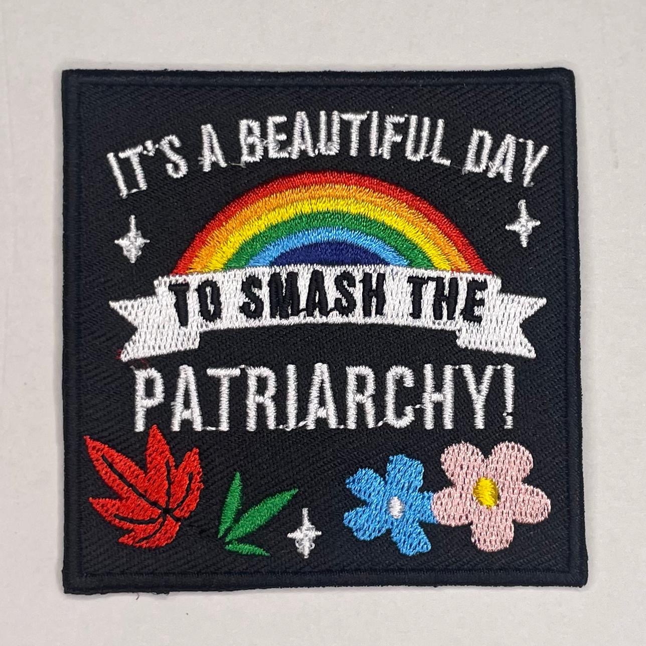It's A Beautiful Day To Smash The Patriarchy Patch - Rainbow Feminist Embroidery, Queer Protest Badge, Anti Sexism Art, Leftist Gift von RealFakeberlin